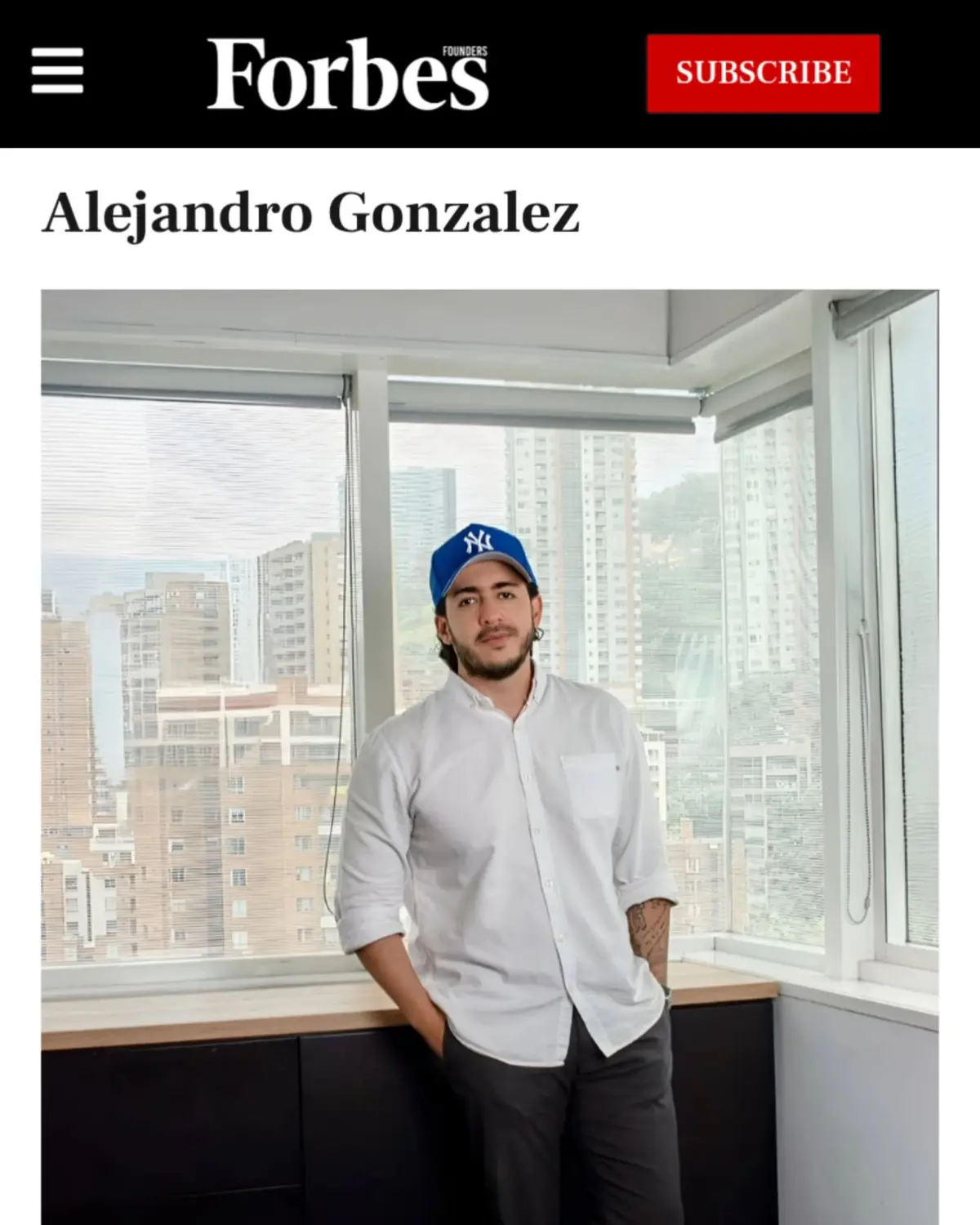 Perfil de Alejandro González en Forbes Founders, 2025